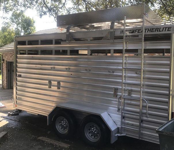 Aluminum Horse trailer detailed by ABC Mobile Detail, CA