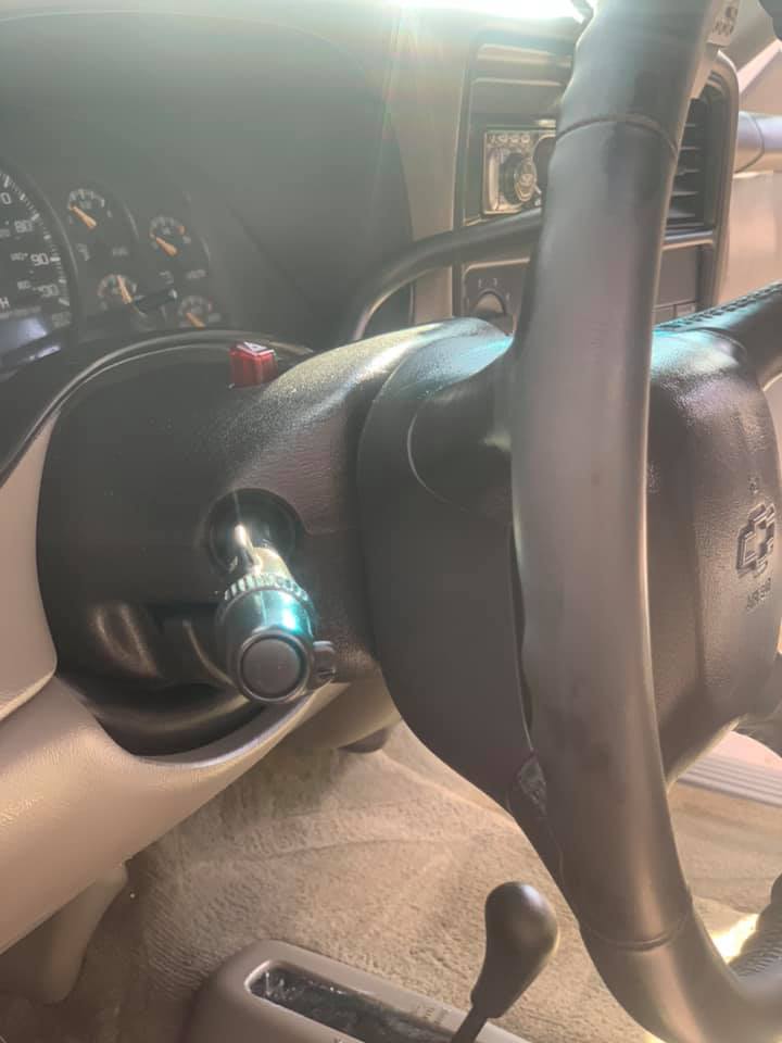 Chevy Truck, White, detailed by ABC Mobile Detail, Granite Bay, CA - steering column, AFTER