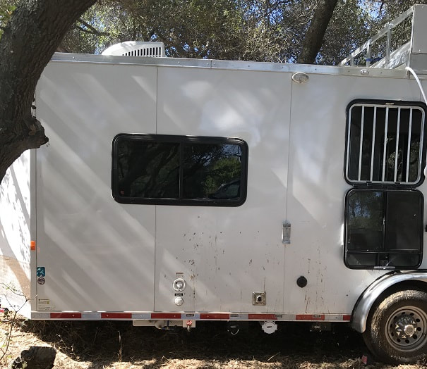 Pre detail photo of horse trailer to be detailed by ABC Mobile Detail, CA