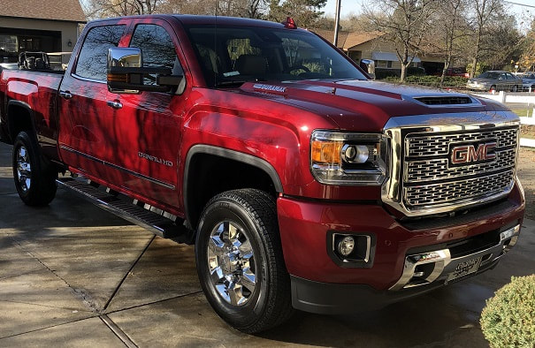 Red GMC Denali HD truck detailed by ABC Mobile Detail, CA