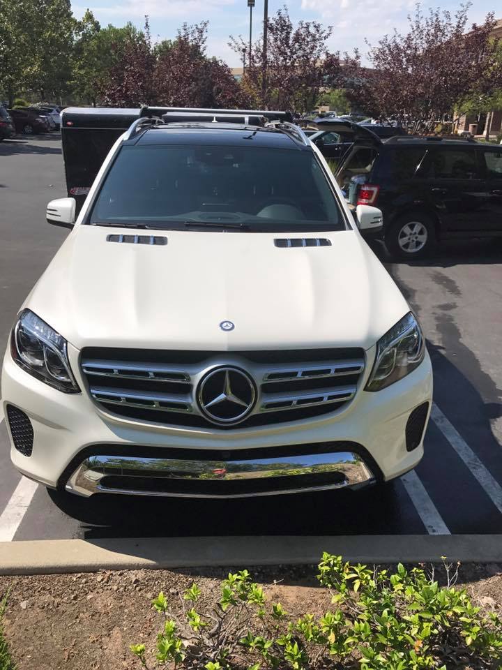 Detail of White Mercedes GLS450, front, by ABC Mobile Detail, Granite Bay, CA