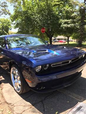 Detail complete, paint shining on Blue Challenger by ABC Mobile Detail, CA