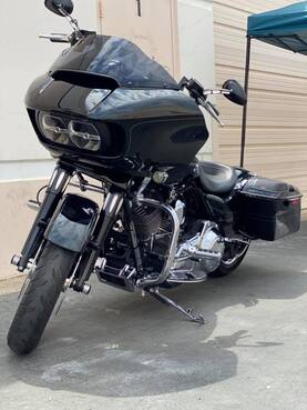 Black Harley gets detail and graphene self heal by ABC Mobile Detail, Granite Bay, CA